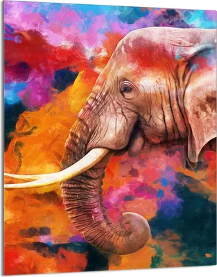 Produktbild von Herdabdeckplatte 40x52 Glaskeramikkochfeld Abdeckung Spritzschutz Glasplatte Deko Schneidebrett, Elefant Bunt