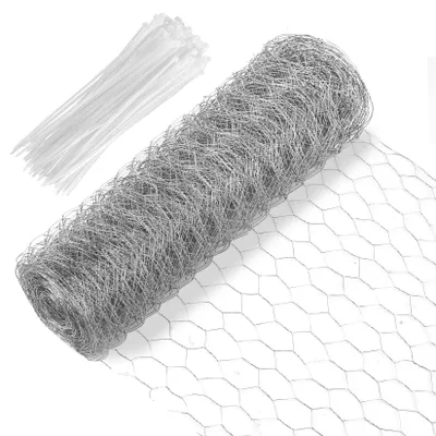 Hühnernetz 40 cm x 12 m, verzinkt, mit 100 Kabelbindern