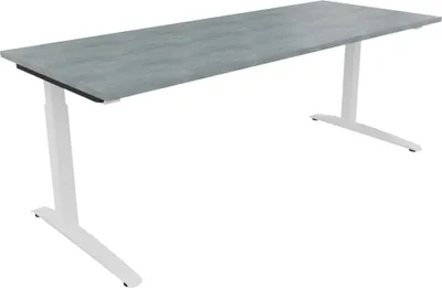 Produktbild von Schreibtisch Kufe Einzels. Quadrat B2000xT800xH650-850 ws/Beton hell