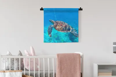 Produktbild von MuchoWow® Wandteppich Wandbehang Meer - Schildkröte - Wasser 60x60 cm Tapisserie Dekoration Wandtuch - Dekorationen - Wand Decke