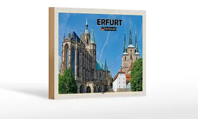 Produktbild von Holzschild Städte Erfurt Deutschland Dom Altstadt 18x12 cm