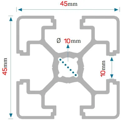 Immagine prodotto di GAL-INDUSTRIAL | Profilo strutturale in alluminio - 45x45mm - 10cm - Taglio su misura