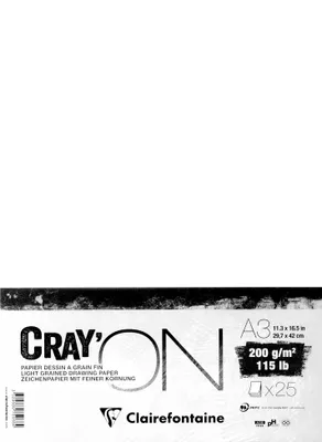 Produktbild von Clairefontaine Cray'ON, Packung mit 25 Bogen A3 200g 975068C