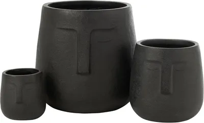 Produktbild von Set aus 3 Übertöpfen Moai in Schwarz