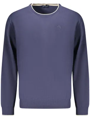 Produktbild von Herren Pullover in Blau - Langarmshirt mit Rundhals & Stickerei