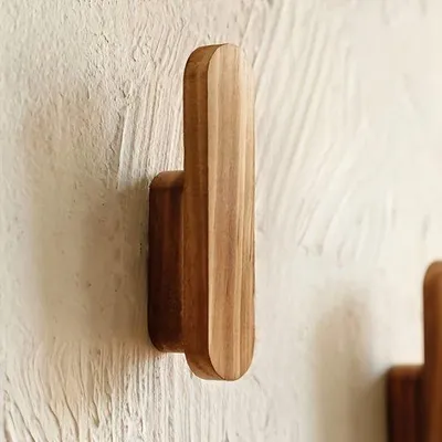 Image de Crochets muraux rustiques en bois, lot de 4