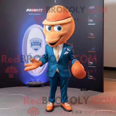 Produktbild von Pfirsichfarbenes REDBROKOLY American Football Helm Maskottchen Kostüm Charakter bekleidet mit einem Blazer und Manschettenknöpfen