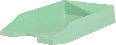 A pastel green letter tray on a white background.
