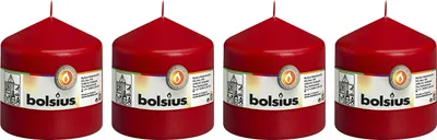 Image de lot de 4 bougies - hauteur 10 cm - diamètre 9,8 cm - rouge