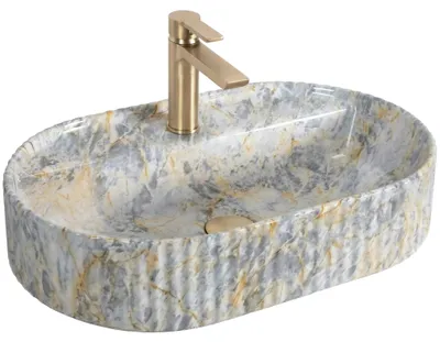 Produktbild von Aufsatzwaschbecken Rea Marcela 60 Ruststone Grau, Imitationsstein