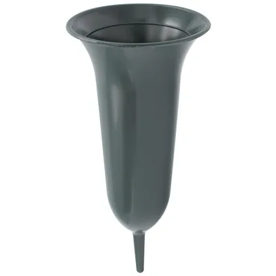 Produktbild von Blumenvase, Steckvase für Blumensträuße mit Erdspieß, dunkelgrün, 260/115 mm, Grabschmuck, Grabdekoration