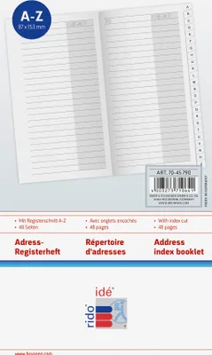 Produktbild von 2026 Rido Adress-Registerheft 87×153 mm weiß