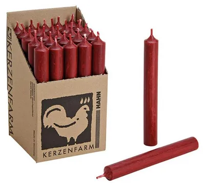 Produktbild von Tischkerzen - dunkelrot - 25x Stuck - 7 Brennstunden - 18 cm