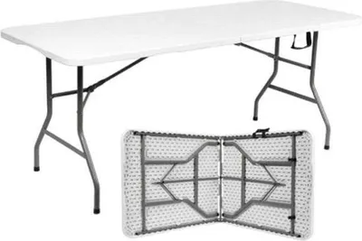 Obrázok produktu pre Livista® skladací stôl - skladací stôl - 180 x 70 cm - skladací stôl - protišmykový a odolný voči poveternostným vplyvom - biely