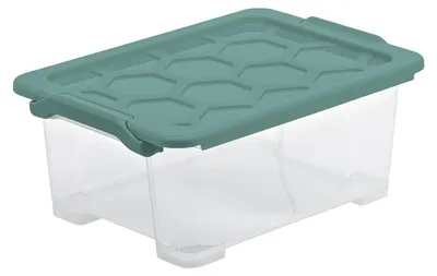 Aufbewahrungsbox mit Deckel 11 l, stapelbar, grün/transparent