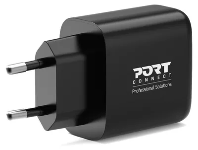 Produktbild von PORT CONNECT GaN-Wandladegerät für 1xUSB-C PD und 1xUSB-A QC, 65 W