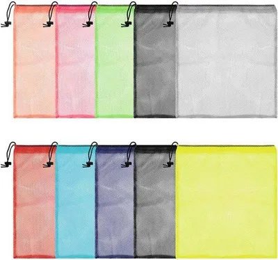 Immagine prodotto di Set di 10 sacchetti per il bucato Unyqoos®, 35,5 x 40 cm, in nylon con coulisse, multicolore (9 colori) – Protezione durante il lavaggio, l'asciugatura e i viaggi