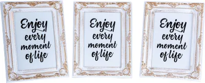 Produktbild von 3er Set Fotorahmen 13x18 Weiß Gold Fotoaufsteller Barock Shabby Antik Deko