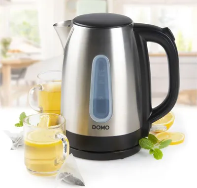 Produktbild von Domo DO496WK, 1,7 l, 2200 W, Edelstahl, Edelstahl, Wasserstandsanzeige, Drahtlos