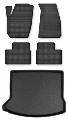 Produktbild von Gummimatten + Kofferraumwanne für Mazda 3 III (BM) 2013- (Schrägheck) – Schwarz, Semi-Universal, angepasst – Wielganizator Semi-Universal