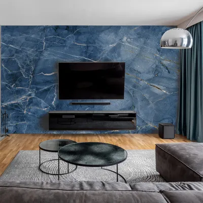 Produktbild von dedeco Wohnzimmerrückwand TV-Wand Wandpaneel Wohnrückwand Rückwand Tapetenersatz, Motiv: Marmor V6, 250 x 100 x 0,5cm, Nano-Protect: matt, wasserfest, robust, als Wandverkleidung aus Hartschaum PVC
