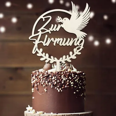 Produktbild von Kuchenverzierungen - Kommunion - Tortenaufsatz für die Kommunion - Holz - Dekoration - Kuchen - Für Jungen und Mädchen - Geschenke