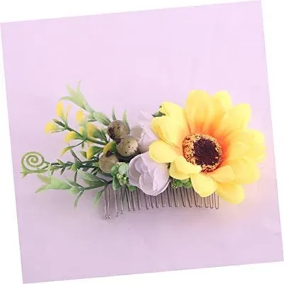 Produktbild von 2 Stück Haarschmuck mit Sonnenblumenmotiv, Brautkämme mit Haarnadeln für Hochzeiten, Kopfschmuck für Damen und Mädchen