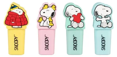 Productafbeelding van Snoopy - Set van tekstmarkeerders, 4 kleuren met 3D-opzetstuk