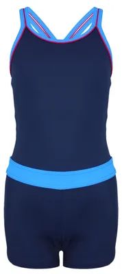 Produktbild von Aquarti Mädchen Badeanzug mit Bein Racerback , Farbe: Dunkelblau / Blau, Größe: 152