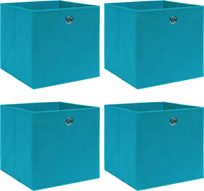 Produktbild von Eleganter Aufbewahrungsboxen 4 Stk. Babyblau 32x32x32 cm Stoff GermanyMöbel 80192 - Gartenboxen