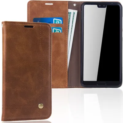 Zdjęcie produktu dla Etui na telefon komórkowy Etui ochronne do Huawei P20 Pro Cover Wallet Case Brown