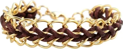 Produktbild von Akzent Kettenarmband aus Edelstahl und Textil in goldfarbig mit IP Gold-Beschichtung