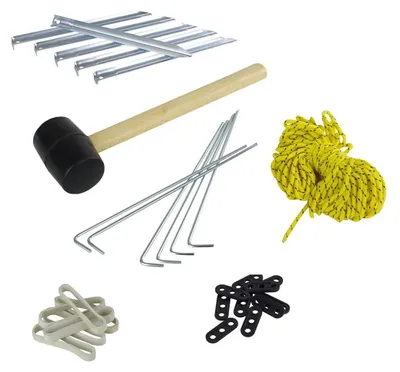 Produktbild von Campingzubehör Set 30teilig Zelt Zubehör Gummihammer Erdnägel Heringe Spannseil