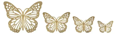 Image de Set 4 papillons décoratifs muraux en fer ajouré or