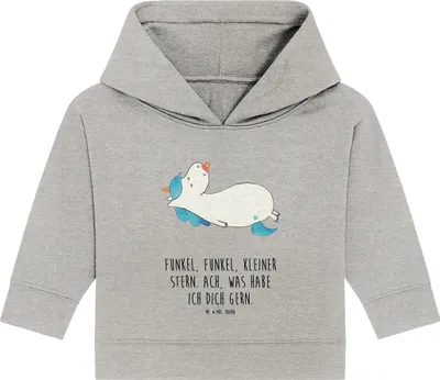 Produktbild von Mr. & Mrs. Panda Organic Baby Hoodie Einhorn Schnuller 24. - 36. Monat - Heather Grey - Geschenk, Mama, Geburtstag, Einhörner, Mutter, Kapuzenshirt, Unicorn