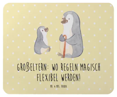 Produktbild von Mr. & Mrs. Panda Mauspad Großeltern Magie - Gelb Pastell - Geschenk, Familie, laptop mousepad, Enkelkinder, Familienleben, handgemacht, Flexibilität, computer, mousematte