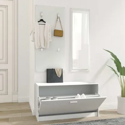 Zdjęcie produktu dla The Living Store 3-częściowy zestaw mebli do przedpokoju biały materiał drewnopochodny