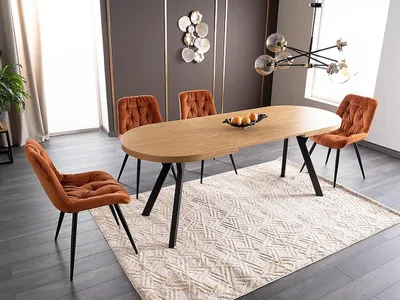Produktbild von Design Esstisch GS-444 Eiche Natur - Schwarz matt oval ausziehbar