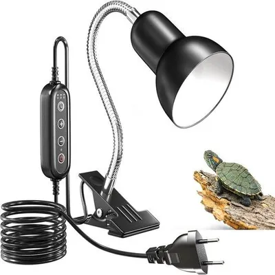 Image de Lampe chauffante - Culot E27 - jusqu'à 100 W - Avec minuterie et réglage de la température - Design Klem - Ampoule non fournie - Adaptée aux animaux de compagnie - Noir - 15 x 15 x 20 cm - Pièce unique