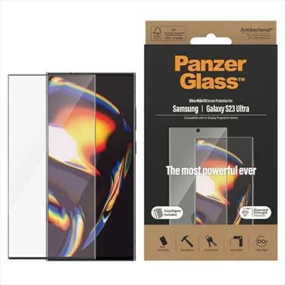 Produktbild von PanzerGlass ® Displayschutz Samsung Galaxy S23 Ultra | Ultra-Wide Fit m. EasyAligner, Samsung, Samsung - Galaxy S23 Ultra, Trockene Anwendung, Kratzresistent, Schockresistent, Antibakteriell, Transparent, 1 Stück(e)