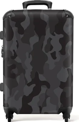 Produktbild von NoBoringSuitcases.com® Großer Koffer - Camouflage - Grau - Tarnmuster - Schwarz - Design - Kombinationsschloss TSA - Hartschalen Trolley 4 Rollen - 72 liter - Reisekoffer - 66 cmKoffer Mittelgroß 67x43x25 cm, 72L,