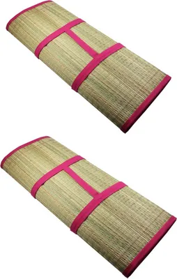 Produktbild von Faltbare Bast Strandmatte PINK 2er SET 190x60 Kopfkissen Badematte Bastmatte Matte