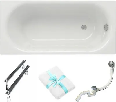 Produktbild von Cersanit | Badewanne - Wanne Rechteckig Octavia - 150 x 70 Cm - Acryl - Mit Siphon - Mit Füßen - antibakterielle Beschichtung - Weiß