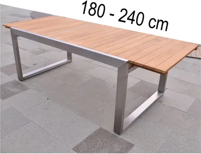 Produktbild von Teako Design Ausziehtisch Aviolo Edelstahl Teakholz 180-240x100 cm