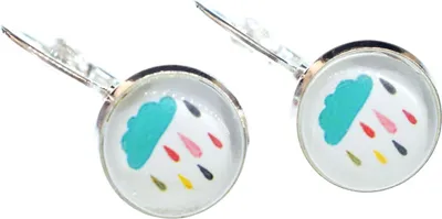 Produktbild von Bunte Regenwolke Ohrringe Cabochon Miniblings Hänger Himmel Wolken Gewitter
