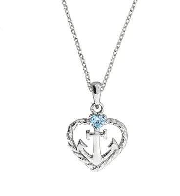 Produktbild von Zeeme Silber Halskette 925/- Sterling Silber 45cm weiß Zirkonia blau 279240010-45