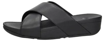 Produktbild von FitFlop Lulu Leather Cross Slides  Open Teen - Zwart - Maat 37