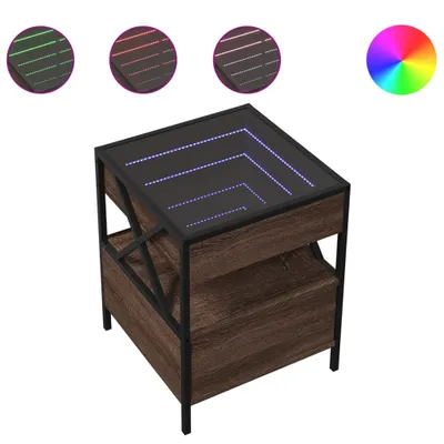 Produktbild von Nachttisch mit Infinity-LED Braun Eichen-Optik 40x40x51 cm