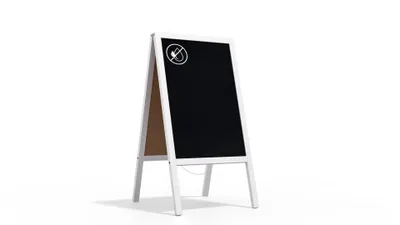 Produktbild von Kundenstopper mit weißem Holzrahmen 118x61cm, Werbetafel, Gehwegaufsteller, Aufsteller, Straßenreiter, Kreide