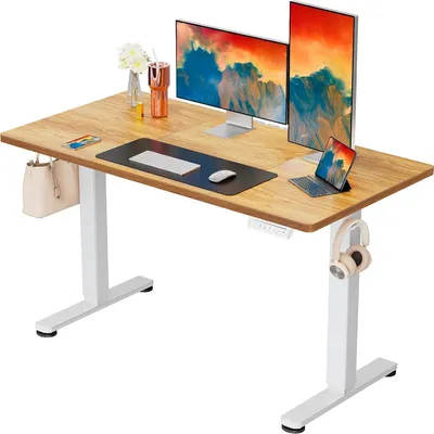 Immagine prodotto di Scrivania regolabile in altezza, elettrica - Piano di lavoro 120 x 60 cm - Colore legno effetto vintage